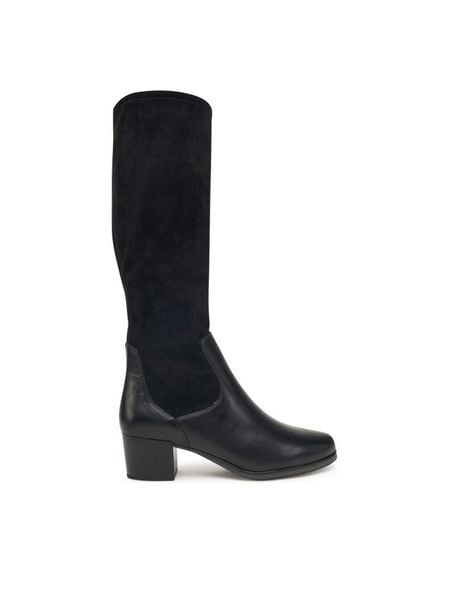 Caprice Kozaki 9-25531-45 Czarny. Czarne kozaki damskie Caprice, bez wzorów, ze skóry, bez obcasa, na słupku, bez zapięcia. Za 371.99 zł.
