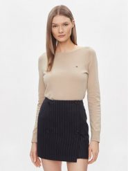 Tommy Hilfiger Sweter WW0WW40099 Beżowy Regular Fit. Brązowe swetry nierozpinane damskie Tommy Hilfiger, xs, bez wzorów, z syntetyku, bez kołnierzyka, bez ramiączek. Za 239.99 zł.