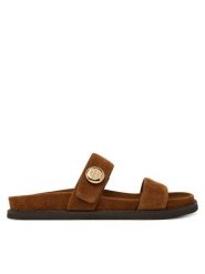 Tory Burch Klapki Romy Sport 183266 Brązowy. Brązowe klapki damskie Tory Burch, bez wzorów, ze skóry, sportowe, bez obcasa, bez zapięcia. Za 1,659.00 zł.