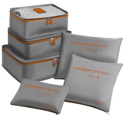 Organizer Podróżny do Walizki Torby Etui Zestaw Torba x 6 na Ubrania Buty. Szare torby podróżne damskie TRIZAND, bez wzorów, z materiału. Za 43.90 zł.