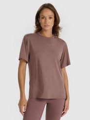 4F T-shirt oversize z modalem damski - brązowy XL. Brązowe t-shirty damskie 4F, xl, bez wzorów, z jersey, klasyczne, bez kołnierzyka, bez ramiączek. W wyprzedaży za 39.99 zł.