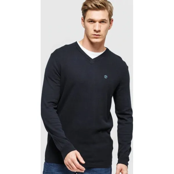 Timberland Sweter Jones Brook V Neck Sweater , granatowy, rozmiar S. Niebieskie swetry męskie Timberland, l, bez wzorów, z bawełny, bez kołnierzyka, bez ramiączek. W wyprzedaży za 343.99 zł.
