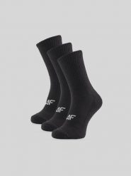4F Skarpetki długie (3-pack) damskie - czarne 39-42. Czarne skarpetki damskie 4F, bez wzorów, z bawełny. Za 59.99 zł.