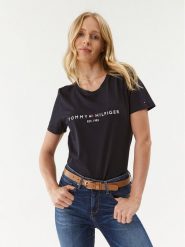 Tommy Hilfiger T-Shirt Heritage C-Nk WW0WW31999 Granatowy Regular Fit. Niebieskie t-shirty damskie Tommy Hilfiger, xxs, bez wzorów, z bawełny, bez kołnierzyka, bez ramiączek. Za 139.99 zł.