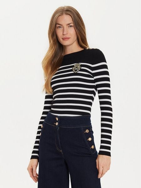 Morgan Sweter 242-MRAY Czarny Slim Fit. Czarne swetry nierozpinane damskie Morgan, xs, bez wzorów, z wiskozy, bez kołnierzyka, bez ramiączek. Za 159.99 zł.