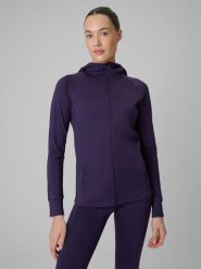4F Bluza treningowa regular szybkoschnąca damska - fioletowy XS. Fioletowe bluzy damskie 4F, xs, bez wzorów, bez ramiączek, bez kaptura. Za 199.99 zł.