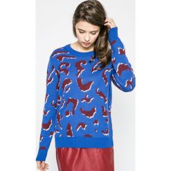 Trussardi Jeans - Sweter. Niebieskie swetry nierozpinane damskie TRUSSARDI JEANS, l, bez wzorów, z dzianiny, bez kołnierzyka, bez ramiączek. W wyprzedaży za 269.90 zł.