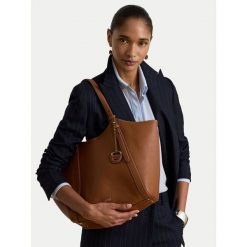 Torebka LAUREN RALPH LAUREN. Brązowe shopperki damskie Lauren Ralph Lauren, bez wzorów, bez dodatków. Za 2,199.00 zł.