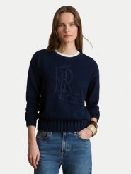 LAUREN RALPH LAUREN Sweter 200979653004 Granatowy Regular Fit. Niebieskie swetry nierozpinane damskie Lauren Ralph Lauren, l, bez wzorów, z bawełny, bez kołnierzyka, bez ramiączek. Za 1,199.00 zł.