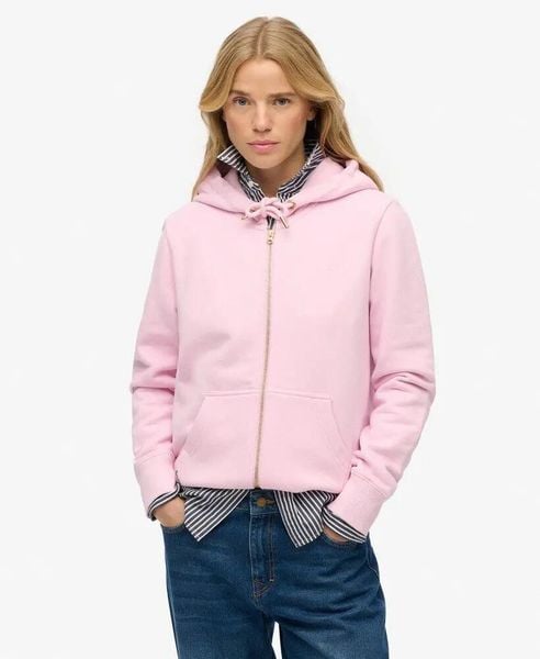 Superdry Bluza z kapturem Essential Logo Zip Half Brushed – PINK LADY. Czerwone bluzy damskie Superdry, bez wzorów, z bawełny, klasyczne, bez ramiączek, z kapturem. Za 286.55 zł.