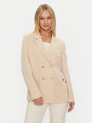 Guess Marynarka Fiona W4YN54 WFWX2 Beżowy Regular Fit. Brązowe marynarki i żakiety damskie Guess, z aplikacjami, z syntetyku, bez kołnierzyka, bez ramiączek. Za 339.99 zł.