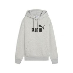 Damska wygodna bluza z kapturem Essentials z logo No. 1 PUMA Light Gray Heather. Szare bluzy damskie Puma, bez wzorów, z gumy, sportowe, bez ramiączek, z kapturem. Za 229.00 zł.
