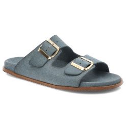 Niebieskie Klapki Hee Skórzane Obuwie Damskie. Niebieskie klapki damskie Hee, na lato, bez wzorów, z jeansu, wakacyjne, bez obcasa, bez zapięcia. Za 249.00 zł.