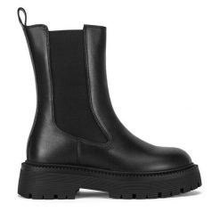 Sztyblety GINO ROSSI. Czarne botki damskie Gino Rossi, bez wzorów, bez obcasa, na płaskiej podeszwie, bez zapięcia. Za 439.99 zł.