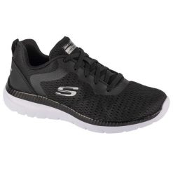 Buty do chodzenia damskie Skechers Dynamight 20. Czarne obuwie sportowe damskie Skechers, bez wzorów, z materiału, bez zapięcia, trekkingowe. W wyprzedaży za 228.45 zł.