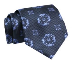 Krawat - ALTIES - Granat z Motywem Kwiatowym. Niebieskie krawaty i muchy Alties, bez wzorów, z tkaniny, eleganckie. Za 49.00 zł.