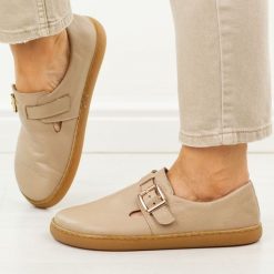Barefoot cappuccino skórzane Polskie półbuty damskie Deoni D689. Półbuty damskie Deoni, na jesień, bez wzorów, z jeansu, casualowe, bez obcasa, na płaskiej podeszwie, bez zapięcia. Za 429.00 zł.