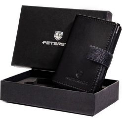 Portfel skórzany Peterson PTN 123011901 czarny RFID. Czarne portfele męskie Peterson, bez wzorów, ze skóry. Za 127.99 zł.