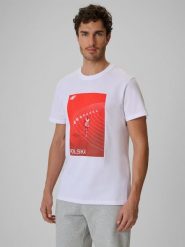 4F Koszulka kibica męska - biała M. Białe koszulki sportowe męskie 4F, m, bez wzorów, z bawełny, bez ramiączek. Za 79.99 zł.