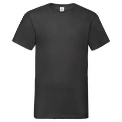 Koszulka Unisex Dla Dorosłych Z Dekoltem W Szpic. Czarne bluzki damskie fruit of the loom, xl, bez wzorów, sportowe, bez kołnierzyka, bez ramiączek. Za 39.99 zł.
