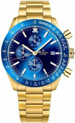 Zegarek Giewont Zegarek Męski Chronograph Sapphire Złoto Niebieski GW8720-B6. Niebieskie zegarki męskie Giewont, bez wzorów, złote. Za 223.20 zł.