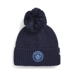 Młodzieżowa czapka beanie Essentials Manchester City PUMA Navy Team Light Blue. Niebieskia czapki damskie Puma, bez wzorów, młodzieżowe. Za 109.00 zł.