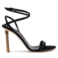 Sandały Elisabetta Franchi. Czarne sandały damskie Elisabetta Franchi, bez wzorów, bez obcasa, na szpilce, bez zapięcia. Za 3,249.00 zł.