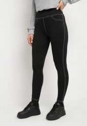 Czarne Legginsy z Wysokim Stanem Stylizowane na Jeansy Elayn. Czarne legginsy damskie Born2be, bez wzorów, z denimu. Za 64.99 zł.