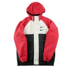 Second life - Kurtka przeciwwiatrowa męska Double Swoosh - Stan bardzo dobry. Czerwone kurtki męskie Nike, m, bez wzorów, z materiału, sportowe, bez kaptura. Za 207.36 zł.