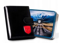 Portfel skórzany Peterson [D] PTN 22310L-VT-T czarny. Czarne portfele męskie Peterson, bez wzorów, ze skóry. Za 109.99 zł.