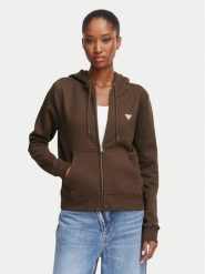 Guess Jeans Bluza W4YQ03 KC811 Brązowy Regular Fit. Brązowe bluzy damskie Guess Jeans, m, z aplikacjami, z bawełny, bez ramiączek, bez kaptura. Za 389.99 zł.