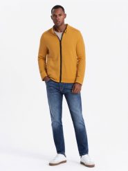 Bluza męska rozpinana ze stójką - żółta V4. Żółte bluzy męskie Ombre Clothing, l, bez wzorów, z bawełny, bez ramiączek, bez kaptura. W wyprzedaży za 59.99 zł.