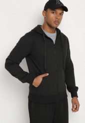 Czarna Bluza z Bawełną Kapturem i Sznurkami Asallin. Czarne bluzy męskie Born2be, l, bez wzorów, z bawełny, klasyczne, bez ramiączek, z kapturem. Za 54.99 zł.