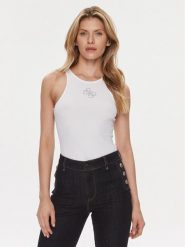 Guess Top W4RP43 KAZH2 Biały Slim Fit. Białe topy damskie Guess, xxl, z aplikacjami, z syntetyku, bez kołnierzyka, bez ramiączek. Za 159.99 zł.