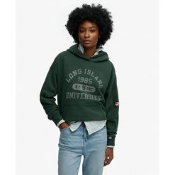 Bluza damska z kapturem Superdry Athletic Essentials. Zielone bluzy damskie Superdry, bez wzorów, bez ramiączek, z kapturem. Za 284.00 zł.
