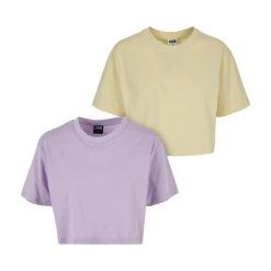 Krótka Koszulka Damska Oversize (zestaw 2 Sztuk). Czerwone bluzki damskie Urban Classics, xl, bez wzorów, sportowe, bez kołnierzyka, bez ramiączek. Za 96.99 zł.