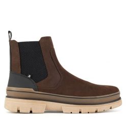 Botki Rieker Revolution Lifestyle. Brązowe botki męskie Rieker Revolution Lifestyle, bez wzorów, bez obcasa, bez zapięcia. Za 399.00 zł.