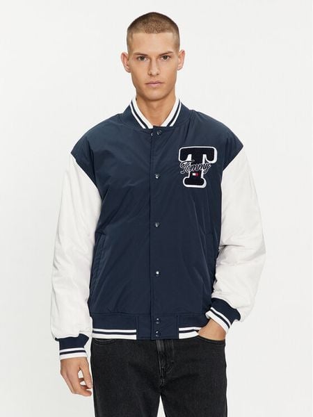 Tommy Jeans Kurtka bomber Colorblock Varsity DM0DM18702 Granatowy Regular Fit. Niebieskie kurtki męskie Tommy Jeans, m, bez wzorów, z jeansu, bez kaptura. Za 469.99 zł.