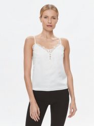 Marciano Guess Top 3BGH52 9444Z Biały Regular Fit. Białe topy damskie Marciano Guess, z aplikacjami, z syntetyku, bez kołnierzyka, bez ramiączek. Za 419.99 zł.