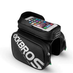 Torba rowerowa z ekranem dotykowym na smartfon. Czarne torby sportowe męskie ROCKBROS, bez wzorów, z materiału. Za 128.00 zł.