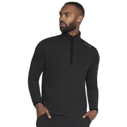 Bluza dresowa sportowa męska Skech-Knits Burst 1/4 Zip. Czarne bluzy sportowe męskie Skechers, m, bez wzorów, z dresówki, bez kaptura. Za 189.99 zł.