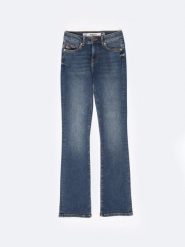 Jeansy damskie granatowe Adela Bootcut 536. Niebieskie jeansy damskie BIG STAR, bez wzorów, z denimu, klasyczne, z podwyższonym stanem. Za 299.99 zł.