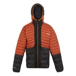 Kurtka z kapturem Regatta Leedre. Czarne kurtki męskie Regatta, bez wzorów, z puchu, sportowe, z kapturem. W wyprzedaży za 277.00 zł.