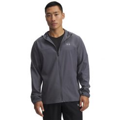 Kurtka wodoodporna Under Armour Velociti Pro Storm. Szare kurtki męskie Under Armour, m, bez wzorów, z materiału, z kapturem. Za 476.00 zł.