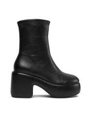Bronx Botki Ankle boots 47516-A Czarny. Czarne botki damskie Bronx, bez wzorów, ze skóry, bez obcasa, na słupku, bez zapięcia. Za 699.99 zł.