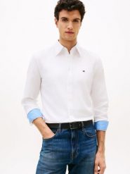 Tommy Hilfiger koszula casual z lnem Mężczyźni Regular Fit len biały, S. Białe koszule męskie Tommy Hilfiger, m, bez wzorów, z bawełny, casualowe, bez kołnierzyka, bez ramiączek. Za 379.95 zł.