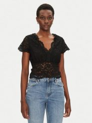 Morgan Bluzka 241-DANSA Czarny Slim Fit. Czarne bluzki damskie Morgan, m, bez wzorów, z syntetyku, bez kołnierzyka, bez ramiączek. Za 126.51 zł.
