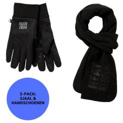 Zestaw termo unisex Szalik/Rękawiczki. Czarne szaliki damskie HEAT KEEPER, na zimę, bez wzorów. Za 148.10 zł.