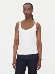 Morgan Top 251-DOUBI Biały Slim Fit. Białe topy damskie Morgan, m, bez wzorów, z wiskozy, bez kołnierzyka, bez ramiączek. Za 79.99 zł.