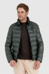 BLAUER Ciemnozielona puchowa kurtka męska SETH. Zielone kurtki męskie Blauer USA, l, bez wzorów, z puchu, bez kaptura. W wyprzedaży za 729.99 zł.